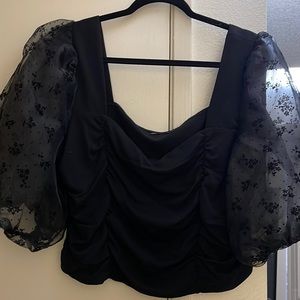 Asos ruched puffed sleeve crop top